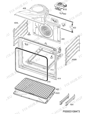 Взрыв-схема плиты (духовки) Aeg BPK531120W - Схема узла Oven